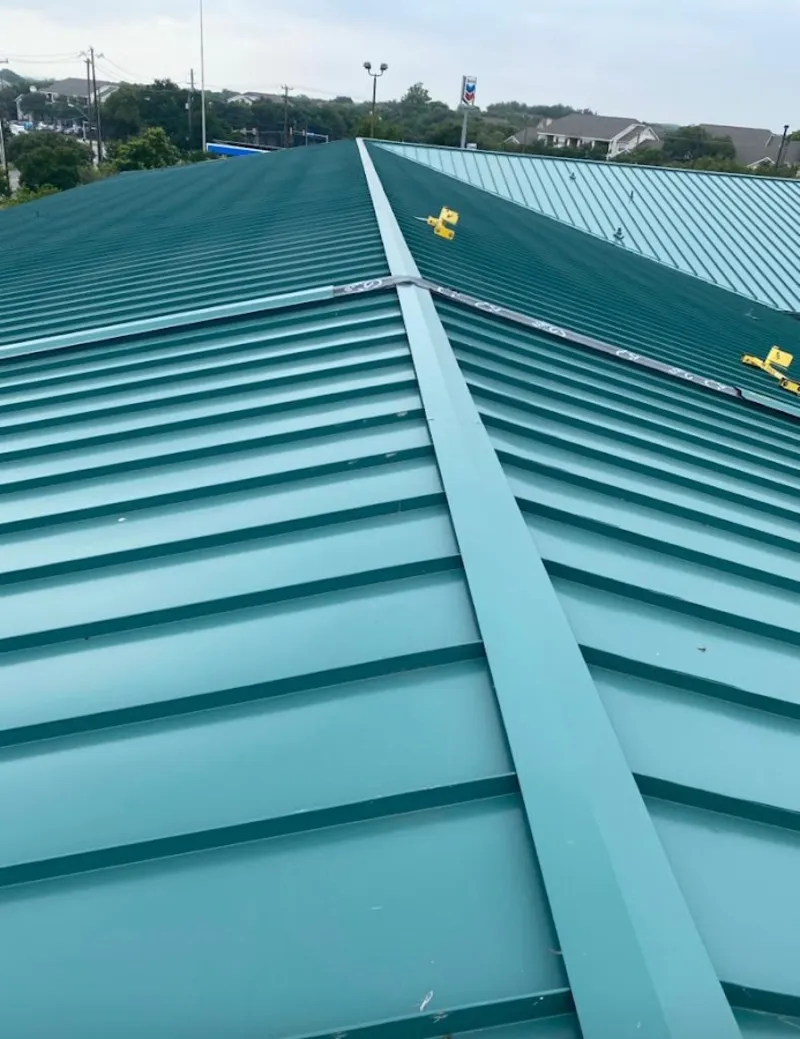 Green commercial metal roof ridge and valley for Metal Roof Repair in Steelton